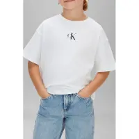 Calvin Klein Jeans T-shirt 'Monogram Logo Boxy' svart / vit