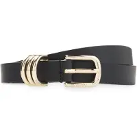 HUGO Italian-leather belt with gold-tone hardware