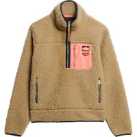 Superdry för kvinnor. W2012343A Vintage Retro beige fleece med halv dragkedja (XS), Casual, Polyester