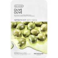 THE FACE SHOP , Real Nature, Skönhetsansiktsmask, Oliv, 1 ark, 20g (0.70oz) beige