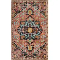 BC-Warm Home Boho Area Rug Tvättbar Matta för Sovrum Floral Badrumsmatta Halkfri Vintage Badmatta Inomhusmatta för Entré Flickrum 120x160cm-47x63in