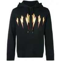 Neil Barrett Thunder Flame Lightning Bolt Logo Svart Hoodie