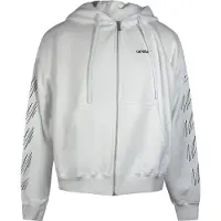 OFF-WHITE Stitch Diags Dragkedja Skate Hoodie Vit