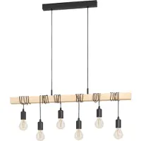 Eglo TOWNSHEND långbordshängande lampa i modern design i svart och ek