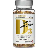 BioSalma D3-vitamin 65µg i MCT-kokosolja 180 kapslar