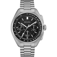 Bulova Lunar Pilot Kronograf Rostfritt Stål Svart Urtavla Kvarts 96B258 Herrklocka