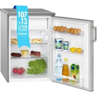 Bomann KS 2194 - Kylskåp med frysfack - bredd: 56 cm - djup: 57.5 cm - höjd: 84.5 cm - 119 liter - Klass D - design i rostfritt stål