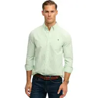 Superdry för män. M4011100A Preppy Oxfordskjorta grön (M), Casual, Bomull, Klassisk, Lång ärm