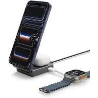 Spigen Essential EF302MOQ 2-i-1 Qi2.2 MagSafe-laddare med USB-C-port - 25 W - Svart