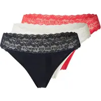 Tommy Hilfiger 3 Pack Logo Lace Trim Tanga Thongs