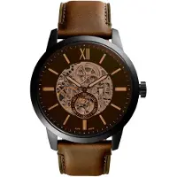 Fossil -Townsman Casual Automatisk Herrklocka Rund Urskiva och Läderarmband Modeklocka Lämplig för Dagligt Bruk Herrfödelsedag Semesterpresent ME3155 brun