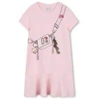 Marc Jacobs för flickor. W60711 Rosa klänning med tryck (10Y= 138cm), Casual, Bomull, Kort ärm, barnmode