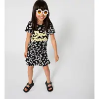 Marc Jacobs för flickor. W60861 Svart t-shirtklänning (12Y= 150cm), Casual, Bomull, Kort ärm, barnmode