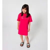 Marc Jacobs för flickor. W60718 Klänning med röd logotyp (10Y= 138cm), Casual, Bomull, Kort ärm, barnmode