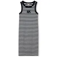Michael Kors för flickor. R30640 Långklänning med marinblå ränder (14Y= 156cm), Casual, Bomull, Ärmlös / Hängselbyxor, barnmode