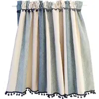 DOKI DOKI MARKET form NIPPON WPKIRA Mörkläggande Kafégardiner Nordiska Färggranna Randiga Gardiner för Små Fönster 1 Stycke Bredd 65 cm x Längd 45 cm gray