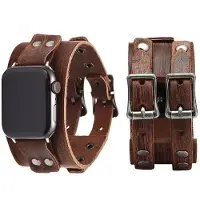 Home Of Auto Parts Äkta läderarmband för Apple Watch Ultra 2 49mm Rem 45mm 44mm 46mm Dubbel metallspänne armband iWatch serie 10 9 8 7 6 SE 38mm 40mm 41mm brun