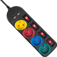 Macleans Power strip 4 sockets 1.5 m black (MCE229 B)