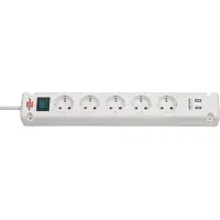 Brennenstuhl Bremounta grenuttag 5-vägs med 2 x USB-A, 3 m kabel och strömbrytare