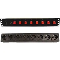 Techly I-CASE STRIP-815I, 1.5U, horisontell, Svart, 8 AC-utgångar, Typ F, Typ F