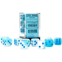 Gemini Dice Block | Set om 12 D6 Tärningar för Brädspel, RPG & Miniatyrspel | Premium Kvalitet 16 mm Tärningar | Luminary Pearl Turquoise, W