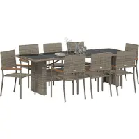 vidaXL Trädgårdsmöbelset 11 pcs Beige konstrotting