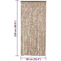 vidaXL Insektsgardin, Beige och Mörkbrun, 90x220 cm, Chenille