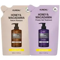 DOKI DOKI MARKET form NIPPON KUNDAL Schampo och Balsam Set Macadamia Syrligt Schampo Balsam (400 ml vardera, påfyllning) #Ylang-Ylang #Honung & #Natur #Milt #Återfuktande #Parfymerad gray