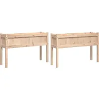 vidaXL planteringar 2 st med massiva furuben 837565