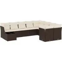 vidaXL Loungegrupp 10 delar med brun dynor konstrotting