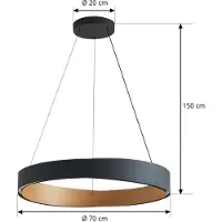 LUCANDE Pendellampa Daelor , dimbar, Svart, Vardagsrum / matsal, Metall, Design