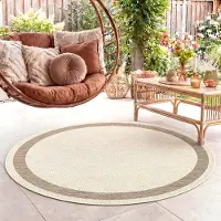 FRAAI Rund jute utomhusmatta | Nomad Edge gräddvit hos Volero | Ø 120 cm | Polypropen | Med kant | Rund | Plattvävd