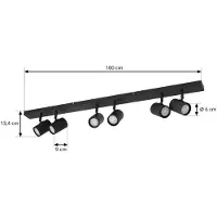 LINDBY takspotlight Kardis, mörkgrå, 6 lampor, metall, GU10 Kardis , dimbar, Aluminium / grå / zink, Hall, Aluminium / grå / zink, Modern, Spotlight