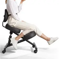 Vevor Ergonomisk knästol med ryggstöd och hjul, mobil X-formad knästol med justerbar höjd och tjocka skumdynor, lindring av nack- eller ryggsmärtor för hem, kontor, meditation, svart