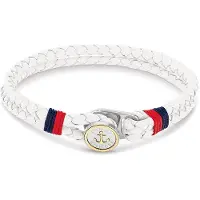 Tommy Hilfiger Gold Plated Nautical Charm White Leather Bracelet