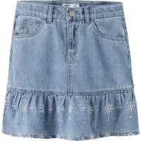 Name it Kjol - NkfHallie - Light Blue Denim/Anglaise - - 10 år (140) - Kjol
