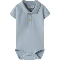 Name it Body k/ä - Hålmönster - Polo - NbmHofman - Blue Dimma - - 68 - Body K/Ä