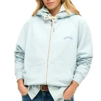 Superdry för kvinnor. W2012287A Luvtröja med reglerade ärmar, dragkedja och blå Esssential-logotyp (L), Casual, Bomull
