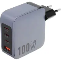 Forcell GaN-laddare - 3x USB-C + 1x USB-A - 100W med PD och Quick Charge 4.0