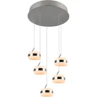 TRIO Lighting Pendellampa Dios, dimbar, Aluminium / grå / zink, Vardagsrum / matsal, Metall, Modern