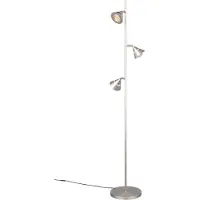 TRIO Lighting LED golvlampa Romeo, dimbar, Aluminium / grå / zink, Vardagsrum / matsal, Metall, Modern, LED-golvlampa
