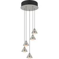 TRIO Lighting Pendellampa Romeo, Aluminium / grå / zink, Vardagsrum / matsal, Metall, Modern