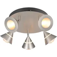 TRIO Lighting LED-takspotlight Romeo, Ø 30 cm, nickelfärgad, 5 lampor. Romeo, Aluminium / grå / zink, Vardagsrum / matsal, Metall, Modern, LED-taklampa