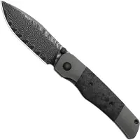 Kizer Cutlery Coywolf KI3685A1 Acid Washed Damascus, Titanium &amp; Carbon Fiber, pocket knife, Derek Sharon design