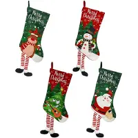 Cosy Homes 4 st Julstrumpor Bekväma Söta Tecknade Älg Gammal Man Julgran Snögubbe Dekorativa Strumpor för Jul