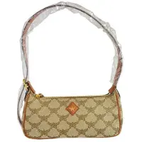 Mcm Ikonisk Lagerblad Logotyp Präglad Jacquard Axelväska Dam Axelväska Beige MWSESAC02IG001 Basic Set (Bag+Dust Bag)