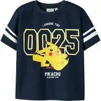 Name It Mini T-shirt 'NMMMic Pokemon' marinblå / gul / svart / vit