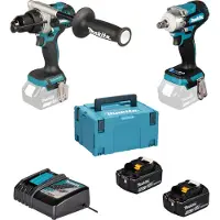 Makita akumulatorowy komplektas Combo DHP492 + DTW300, 18V, 2x5,0Ah, LXT, [DLX2590TJ]