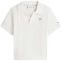 Tommy Hilfiger Crochet Open Placket Polo Top