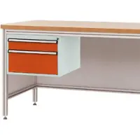 Manuflex ZB4575.2001 Hölje, underinbyggnad av ALU-arbetsbord, användbar höjd 300 mm med 2 lådor, för bordsdjup 600 mm